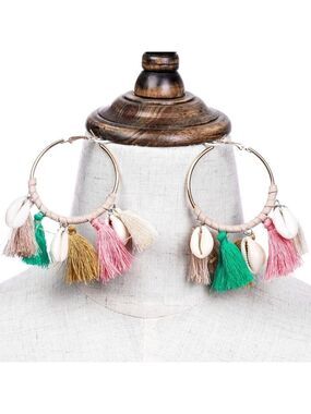 Tassel and Shell Earrings free RING